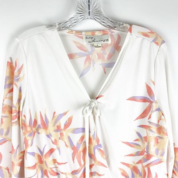 Vintage Havana Tropical Faux Wrap Blouse White Womens Size Small - Picture 4 of 11